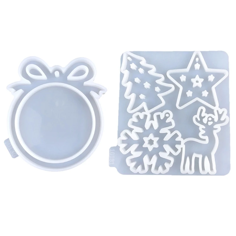 

YUYU 2 Pack Christmas Ornament Silicone Molds Festive Decorations Moulds for Craft Enthusiasts Jewelry Making Supplies