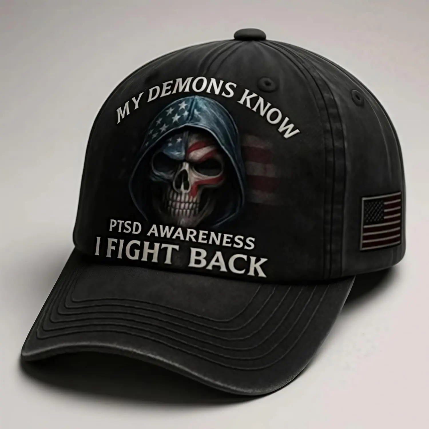 PTSD Awareness Hat, I Fight Back Every Day Cap, My Demons Know I Fight Back, Support Mental Health Baseball Hat, PTSD Awareness