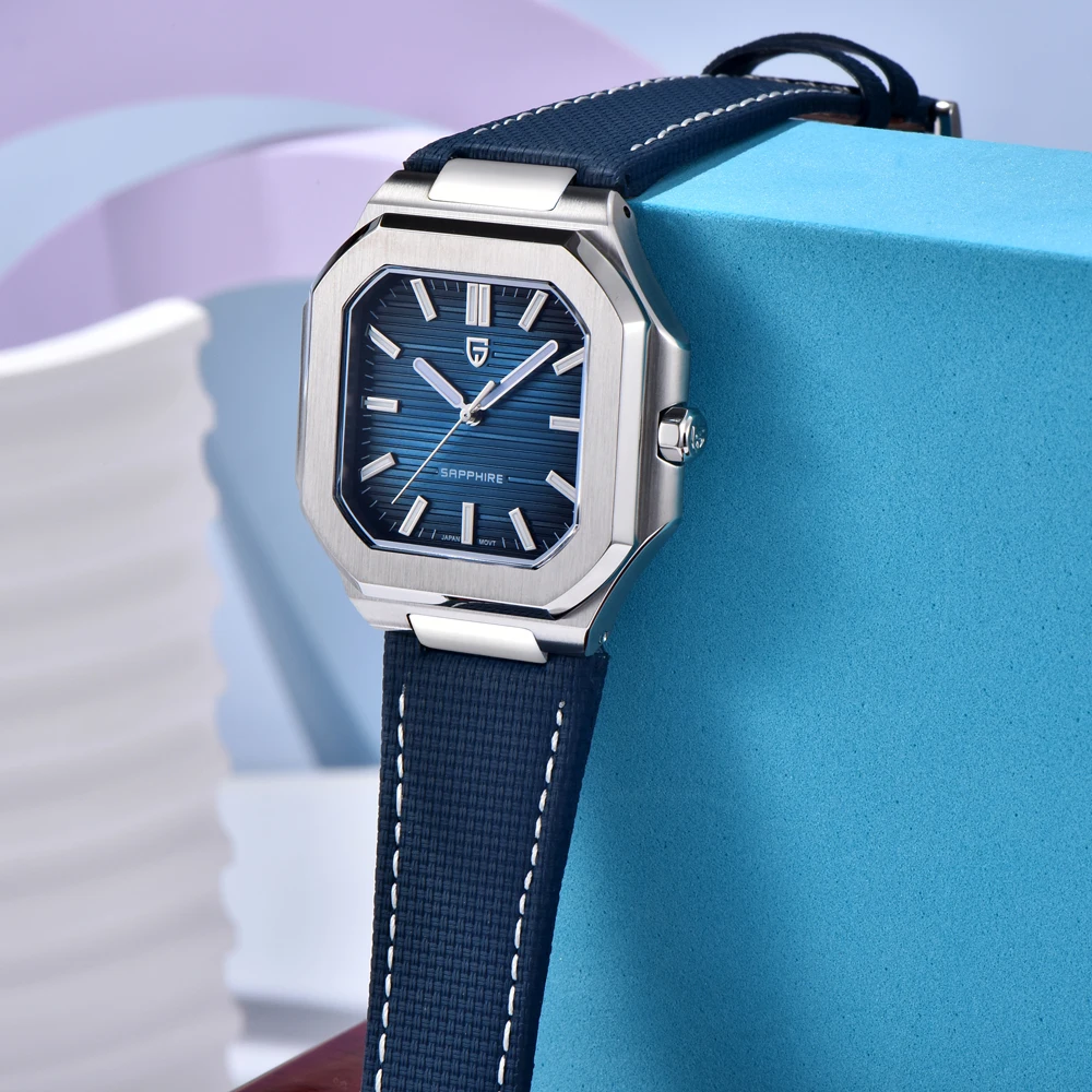 PAGANI DESIGNนาฬิกาผู้ชายสแควร์หรูหราควอตซ์นาฬิกาผู้ชายสแตนเลสนาฬิกาข้อมือสําหรับชาย 100Mกันน้ํา 2025 ใหม่