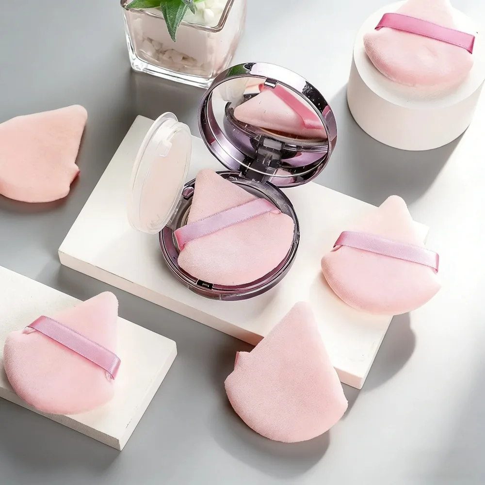 5/10 Uds. Puff de polvo triangular negro rosa, esponja suave de terciopelo para herramienta de belleza de mezcla de bases