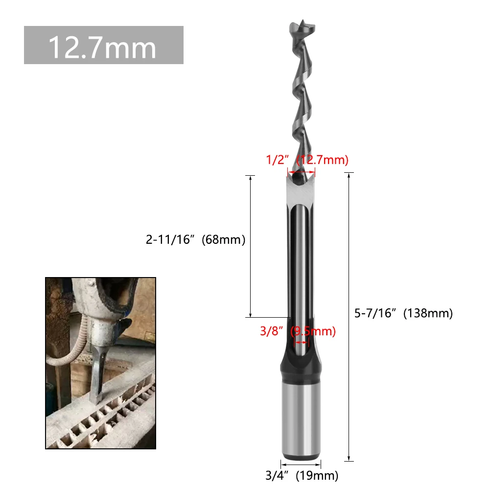 1pc HSS Spiralbohrer Quadratische Schnecke Stemmen Meißel Bohrer Set Quadratisches Loch Holzbearbeitung Bohrer Werkzeuge Kit Set Erweiterte säge BH01 – Detail 9