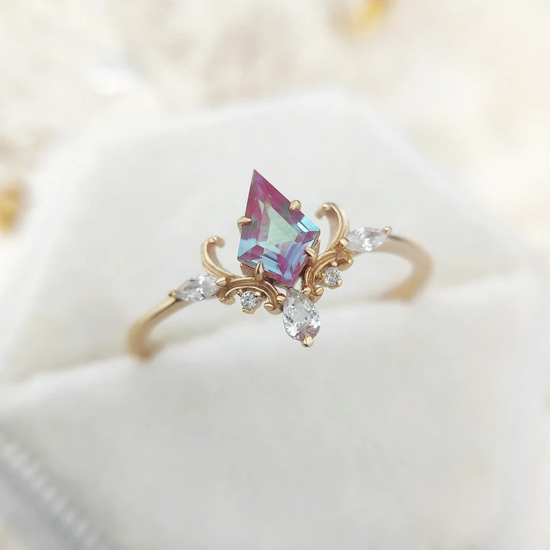 LAMOON Vintage Court Bijou Crown Ring For Women Alexandrite Ring 925 Sterling Silver Gold Plated Fine Jewelry Accessories