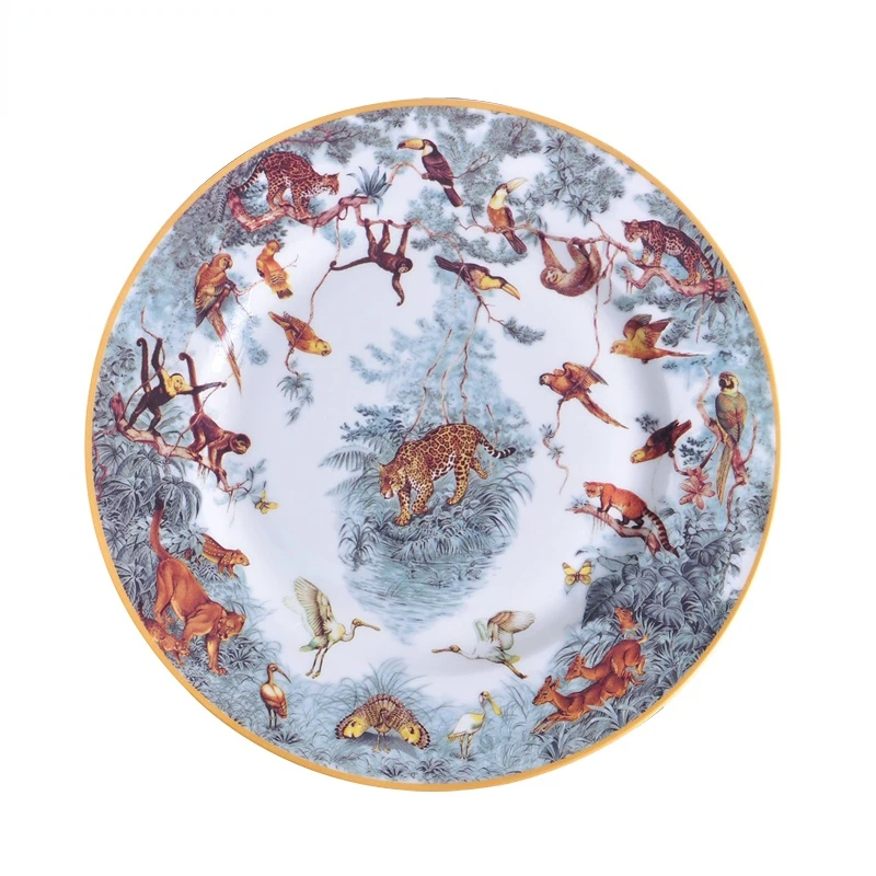 

Дворцовая посуда, керамическая плоская тарелка, блюдо для стейка в стиле вестерн, 10-дюймовая тарелка, украшенная фруктовыми тарелками, обеденный набор, тарелки и посуда