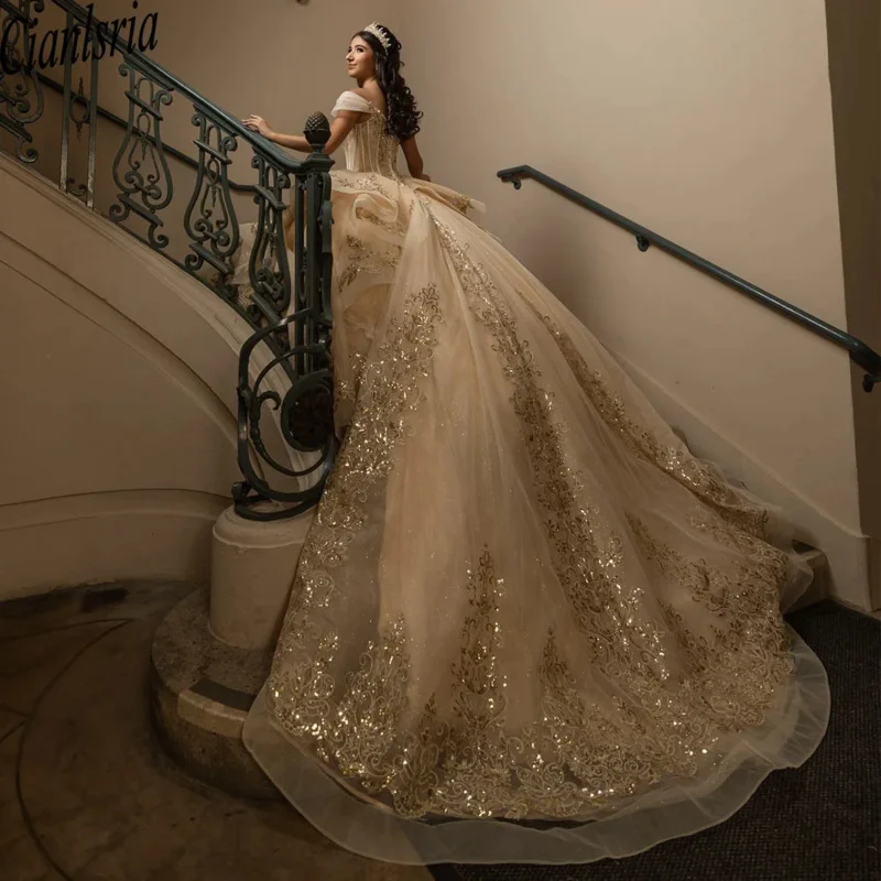 فستان Quinceanera الفاخر 2025 ثوب حفلة الأميرة الحلو 15 16 سنة فساتين زهرة ثلاثية الأبعاد 15 Anos