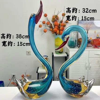 Glazed swan couple ornament handicrafts Nordic simple home decoration holiday gifts Glazed animal ornament