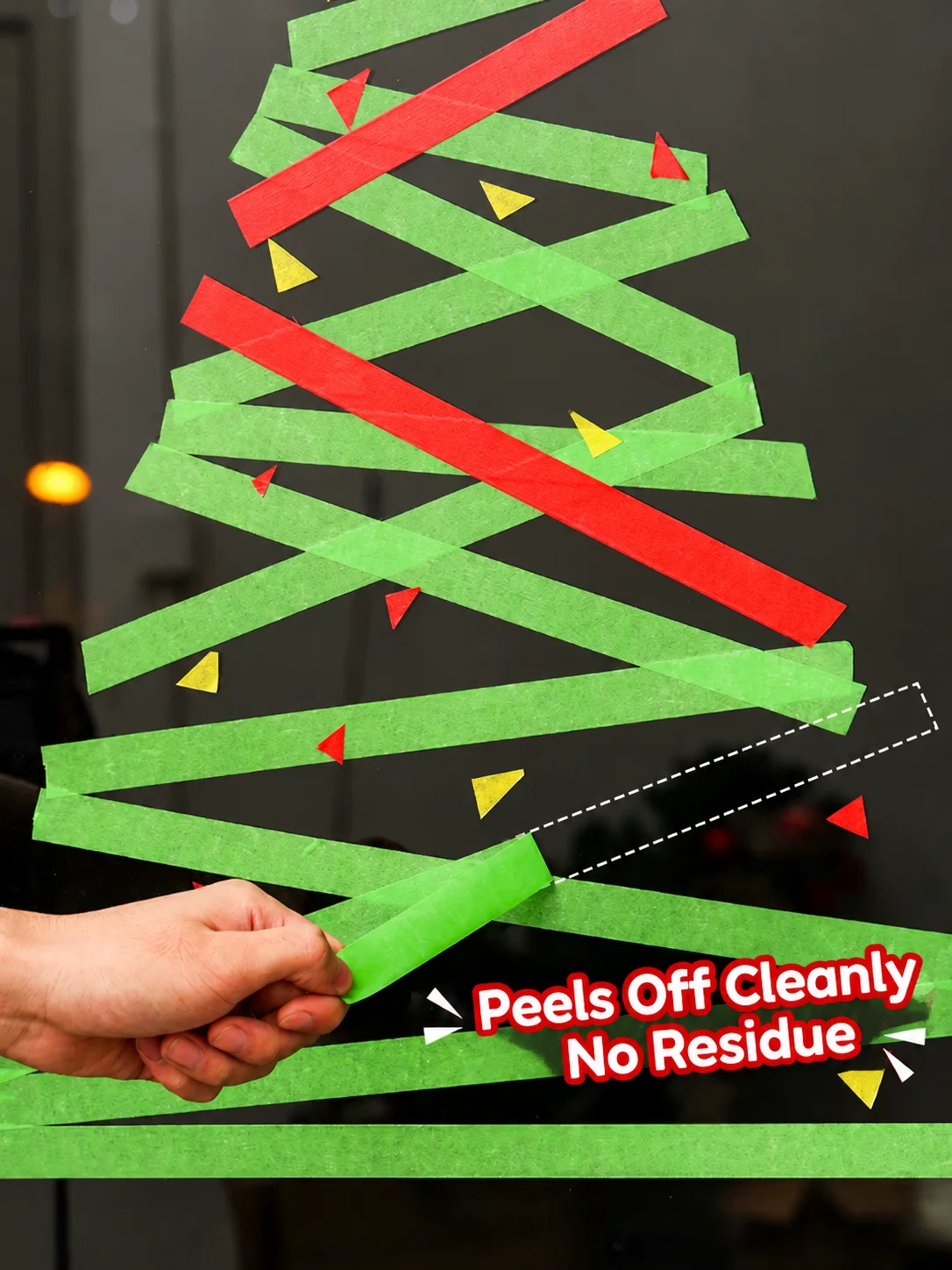 Christmas Masking Tape Red Green Yellow Colored Crepe Paper Adhesive Tape DIY Xmas Tree Window Wall Decoration Craft Supplies