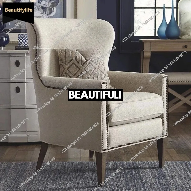 B567 American fabric sofa simple single chair Nordic art splicing thousand bird grid tiger chair