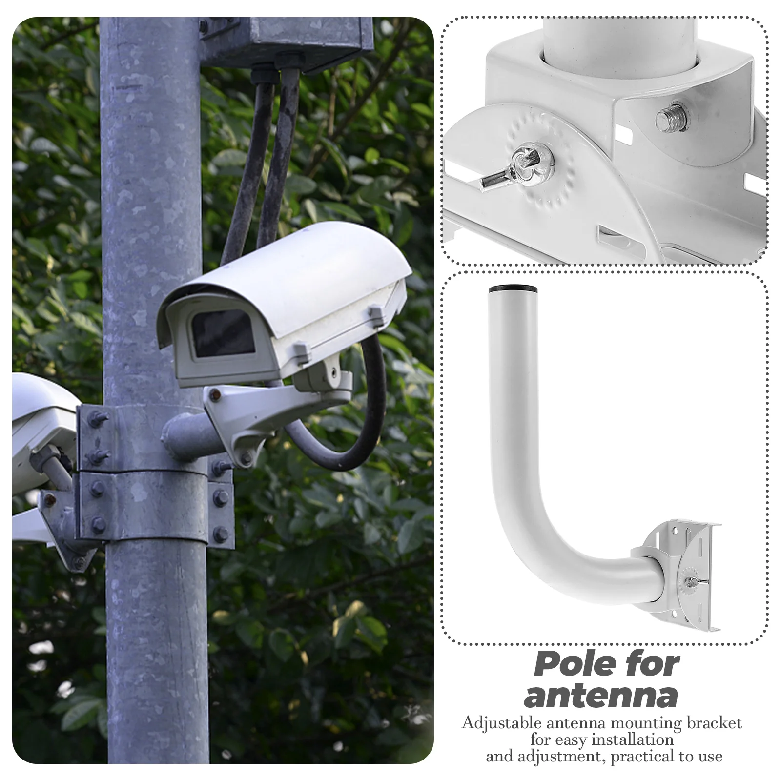 

Wireless Bridge Bracket Stainless Steel Pole Antenna Mount Adjustable Wall Mount Kits for Outdoor Antenna Pole
