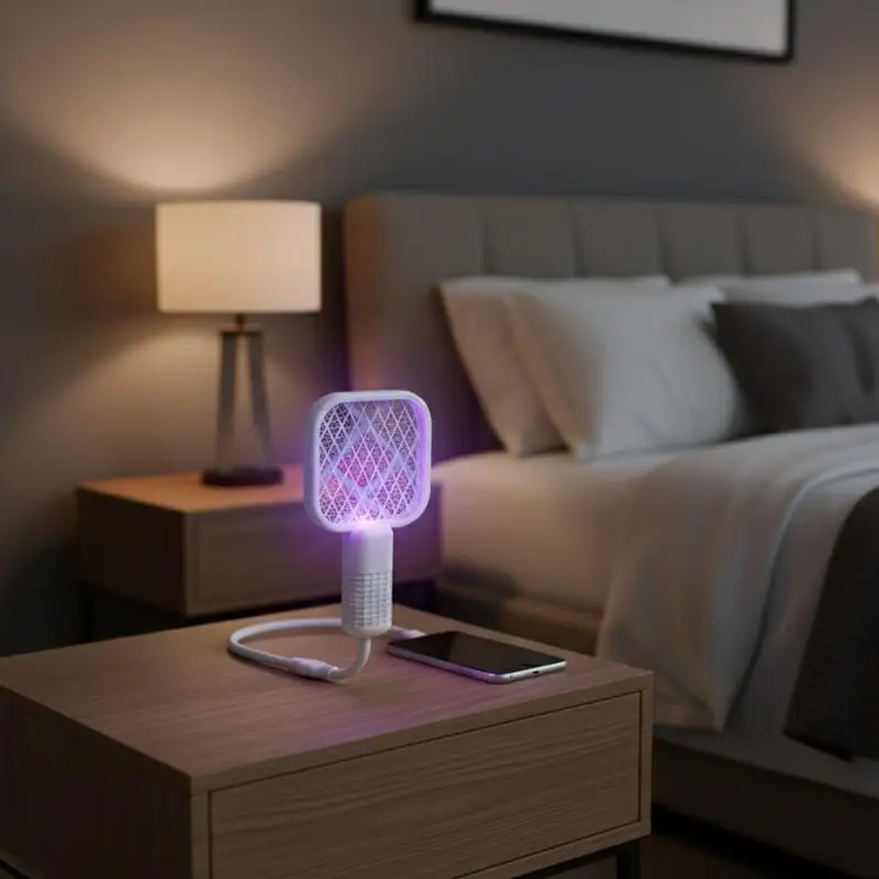 USB Electric Mosquito Swatter Racket UV Light Trap Pest Control for Indoor Home Bedroom Powerful and Safe