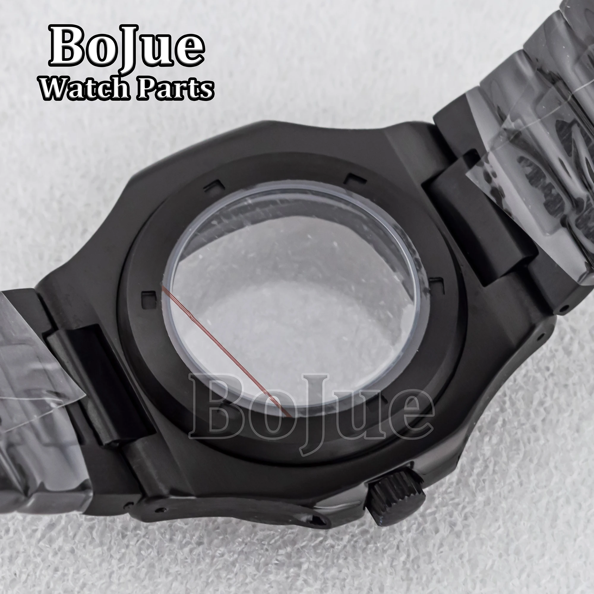 41mm Black PVD Men\'s Watch Cases Bracelet Parts For Mod Nautilus Seiko NH34 NH35 NH36 NH38 Movement Dial Sapphire Crystal Glass