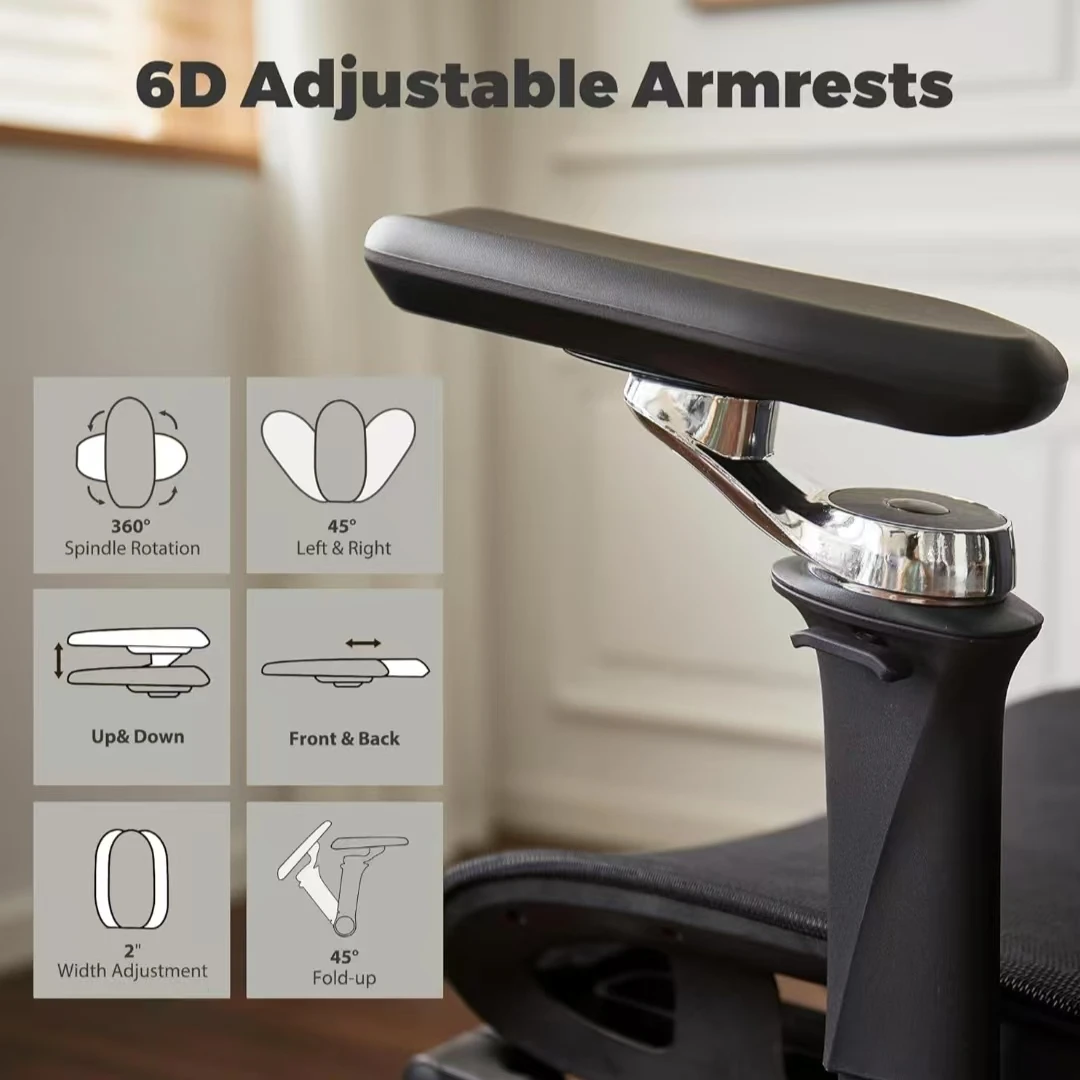 Cadeira de escritório ergonômica de malha com apoio para os pés