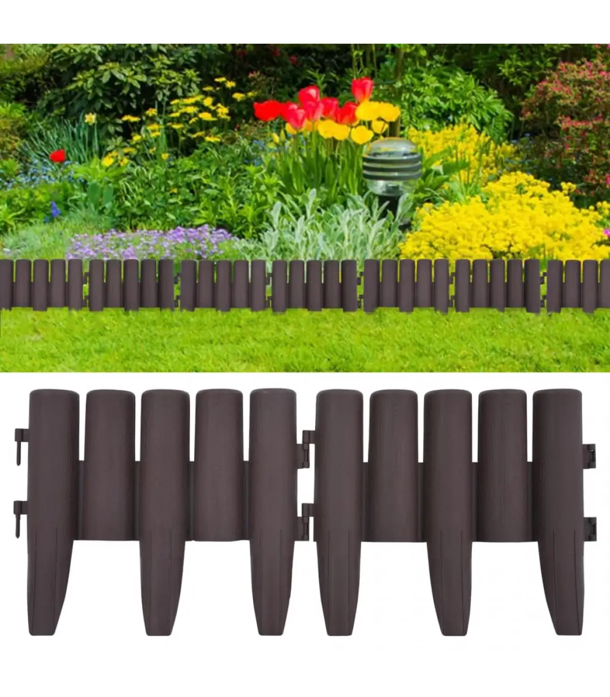 Garden edging garden edges 36 PCs PP Brown 10 m