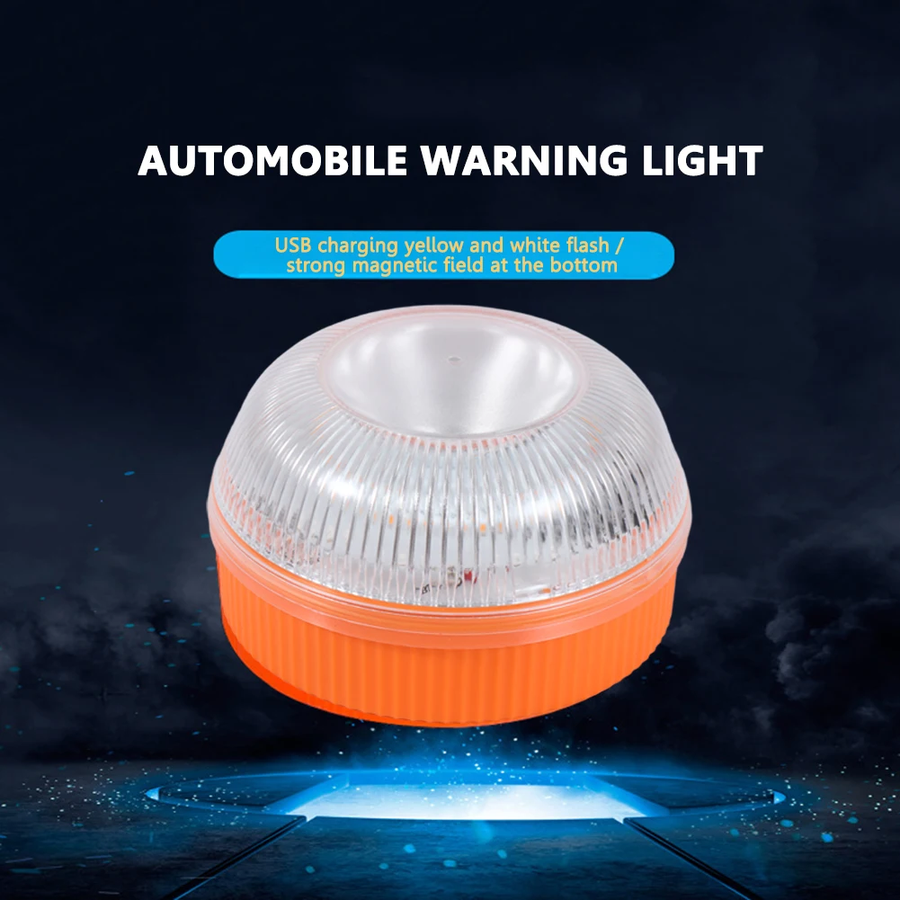 

Portable Strobe Warning Light USB Rechargeable Car Emergency Beacon Light for Trucks Vehicles High Brightness Orange Safety Lamp