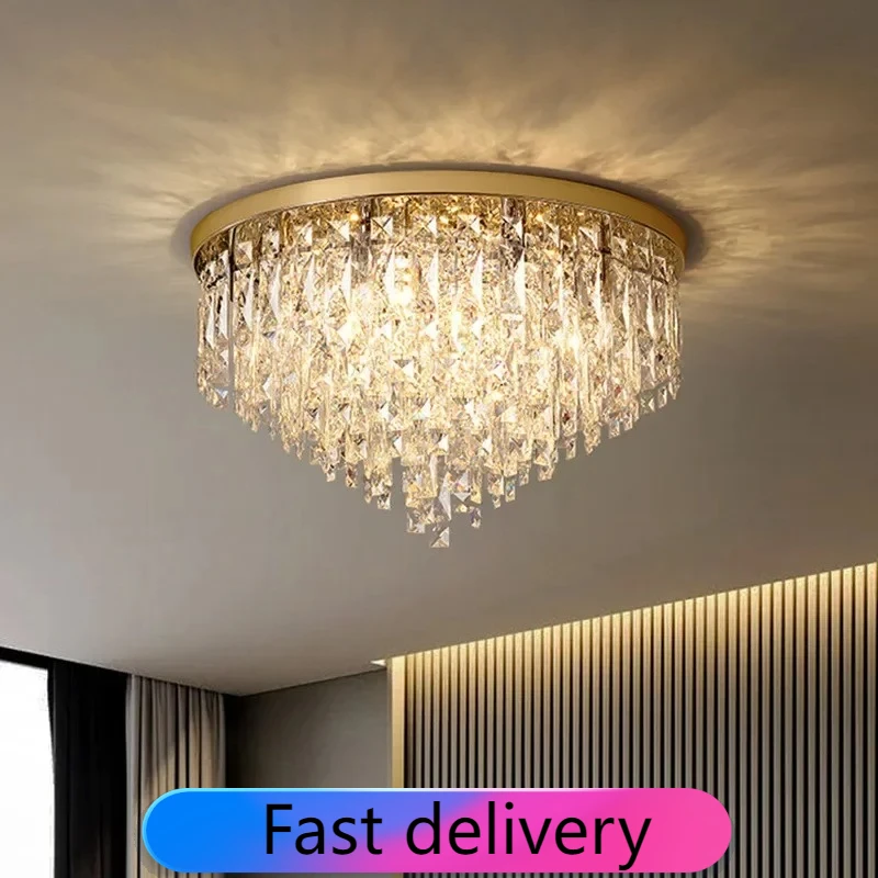 

Modern Royal Steel Crystal LED Ceiling Lamp Art Deco Chandelier for Bedroom Lustre Lighting Fixtures