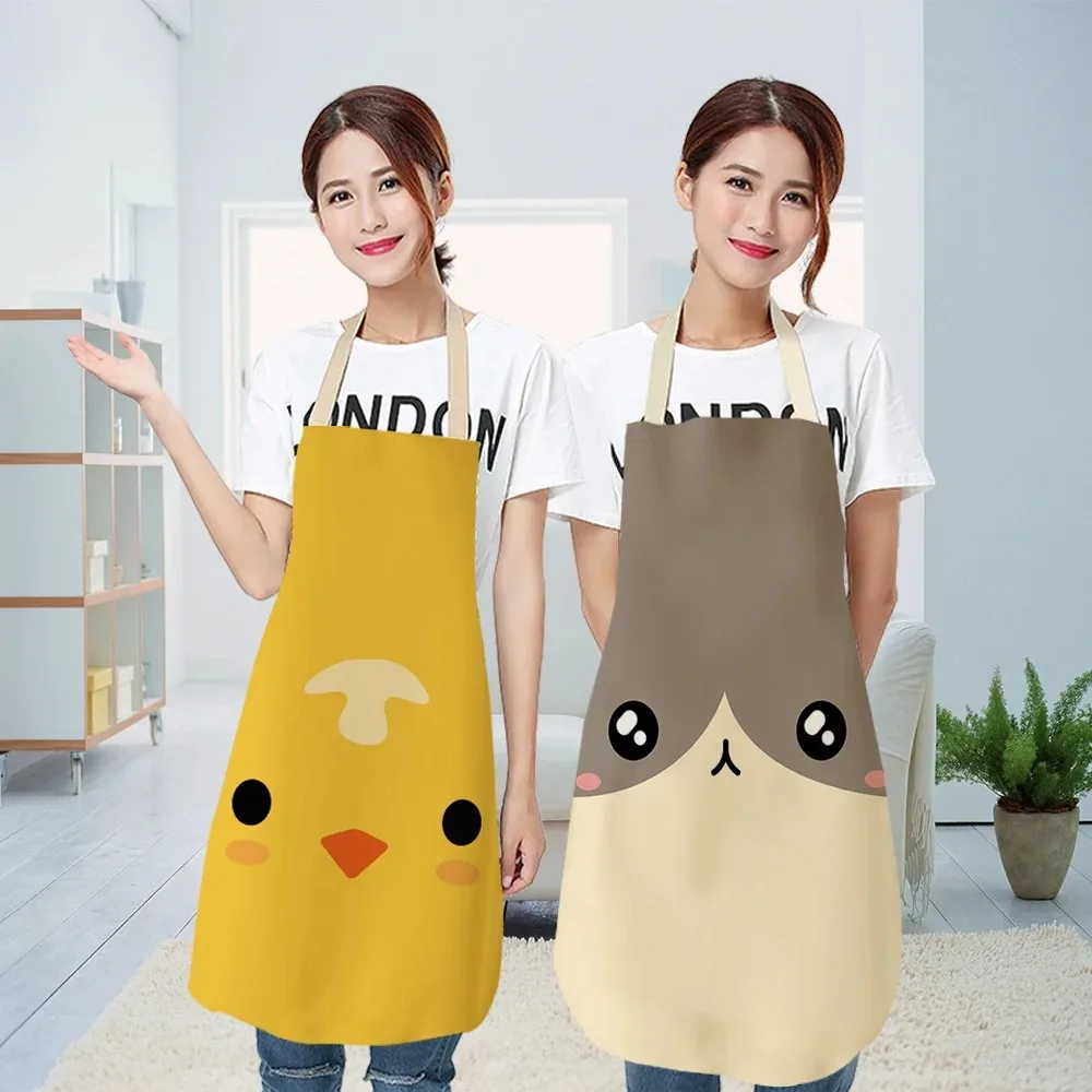 Antifouling Kitchen Apron Cute Animal Cotton Linen Sleeveless Man Women Chef Cooking Aprons Kitchen Accessories 68X55CM