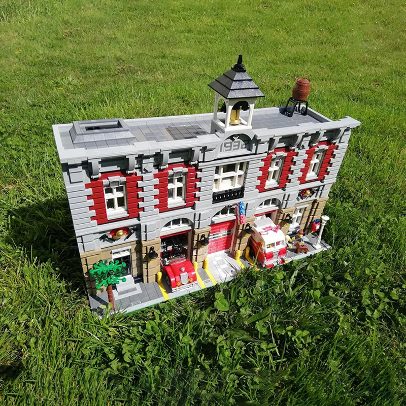 5339 pièces MOC grande maison de pompiers vue sur la rue modèle bloc de construction bricolage assemblage créatif briques éducatives jouets enfant cadeau