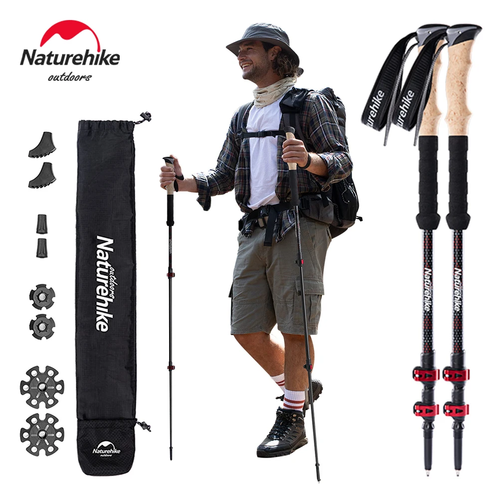 

Naturehike Trekking Poles 2pcs Carbon Fiber Collapsible Telescopic Outdoor Camp Hiking Climbing Stick Lightweight Walking Stick