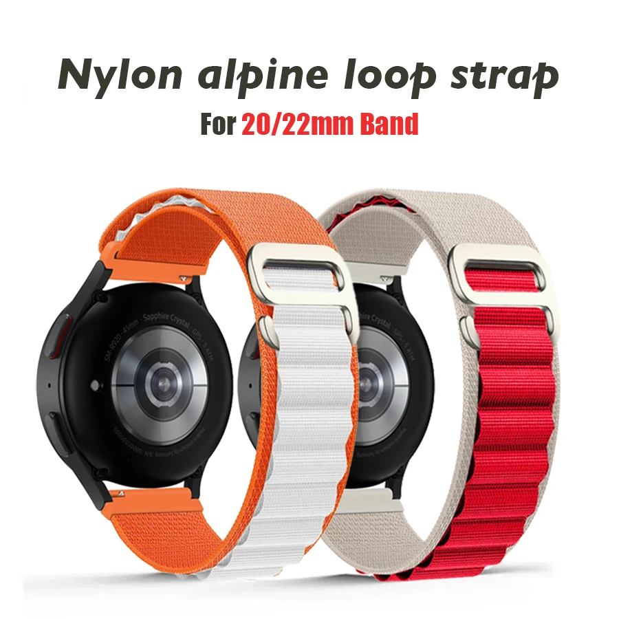 Gelang jam tangan Samsung, 22mm 20mm Alpine Loop untuk jam Samsung Galaxy 7 6 5 4 klasik aktif 2 Gear S3 olahraga tali nilon Huawei GT4 gelang