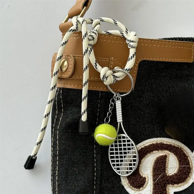 Original Designed Key Chain With Badminton Decor Sporty Style Bag Pendant Korean Y2K Nylon Handmade Rope Keychain Pendant Gift