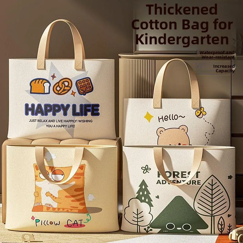 

Утолщенная хлопковая сумка для хранения одеял для детского сада и студентов, не водонепроницаемая, пыленепроницаемая, на молнии, с мультяшным буквенным принтом