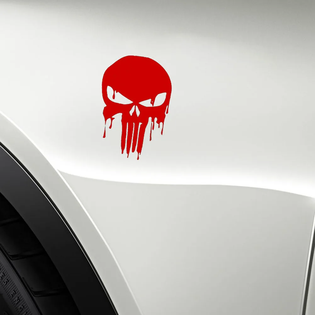 Car Sticker 15x10.1cm Bloody Punisher Skull Reflective Motorcycle Decal Red