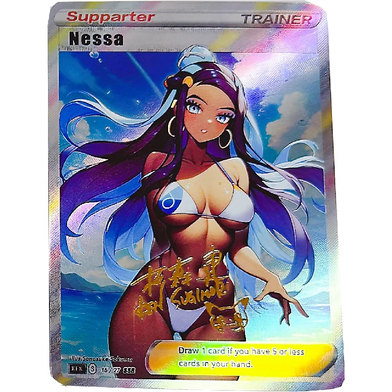 9Pcs/Set Pokemon Marnie May Nemona Nessa Sonia Dawn Swimwear Cards Self Made Anime Game Characters Collection DIY Flash Card Toy