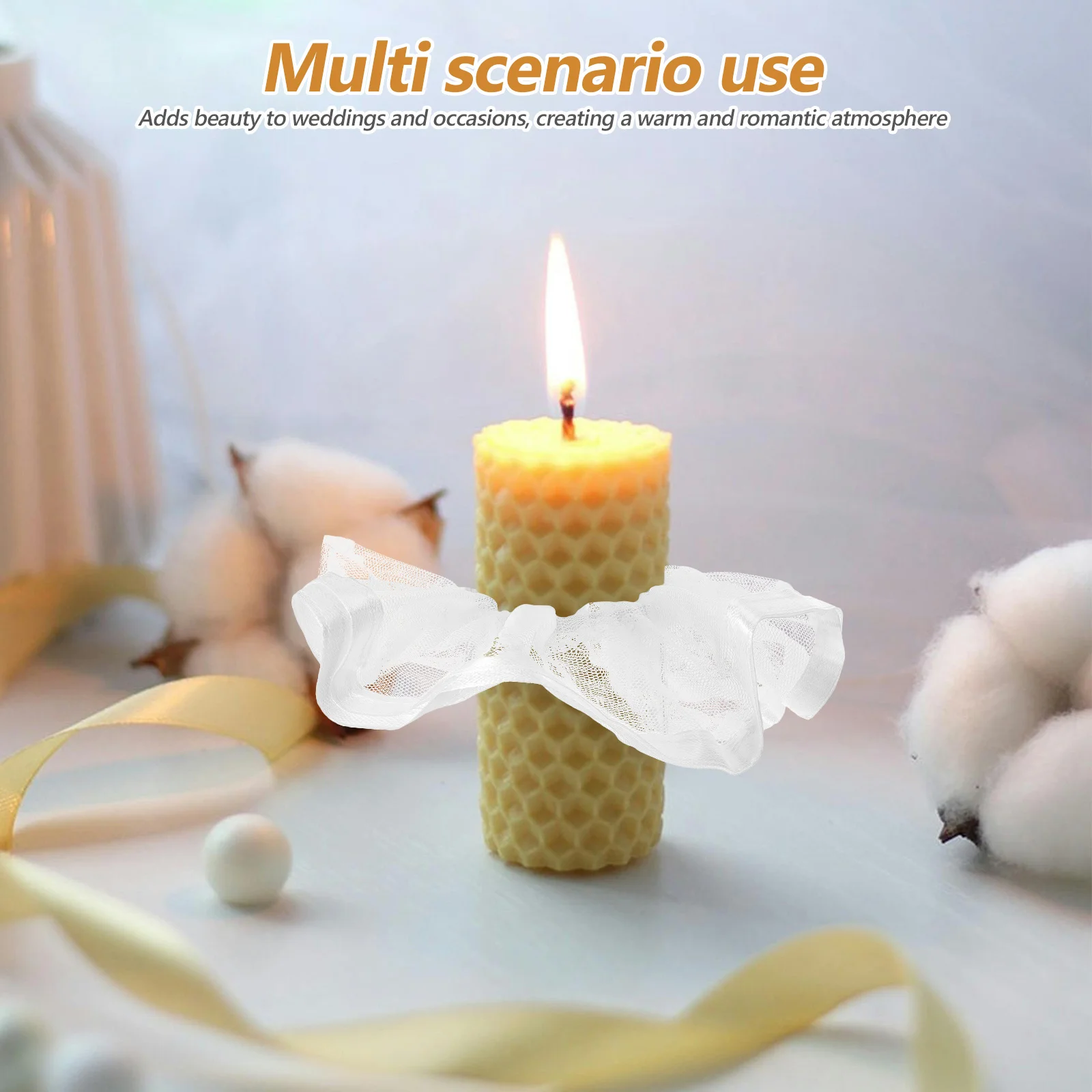 

2Pcs Organza Drip Protectors Fit 3-5Cm Tapers Elegant Wax Stoppers for Tealights Drip Proof Bobeches for Communion