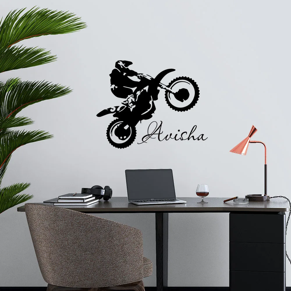 1PC Fashion Motorcyclist Customized Text Home Decorations Pvc Decal For Study Room Wall Art MURAL