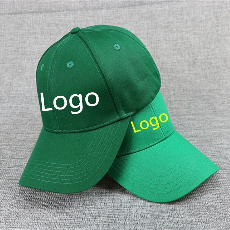 New customize logo baseball cap Green Cotton leisure caps DIY logo embroidery sports hat Women Tennis golf fishing hat