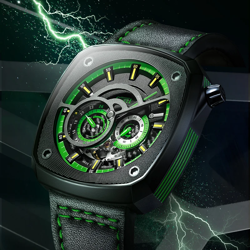 BONEST GATTI Mens Mechanical Watches Luxury Stainless Steel Automatic Wrist Watch Luminous Clock Men Business Casual Men Watches