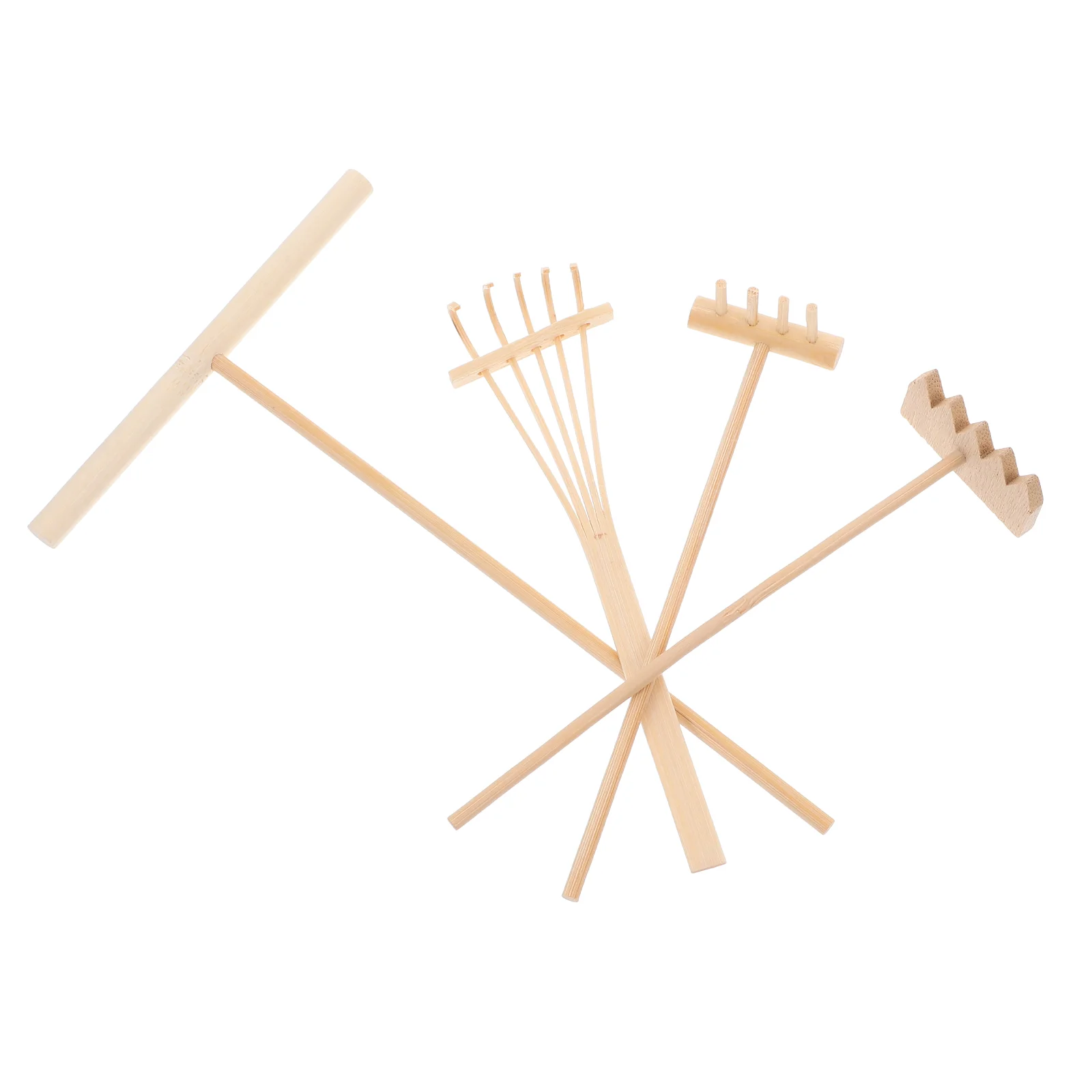 

4 PCS Mini Zen Garden Rake Sand Rakes Tool Decoration Push Desktop Bamboo Office