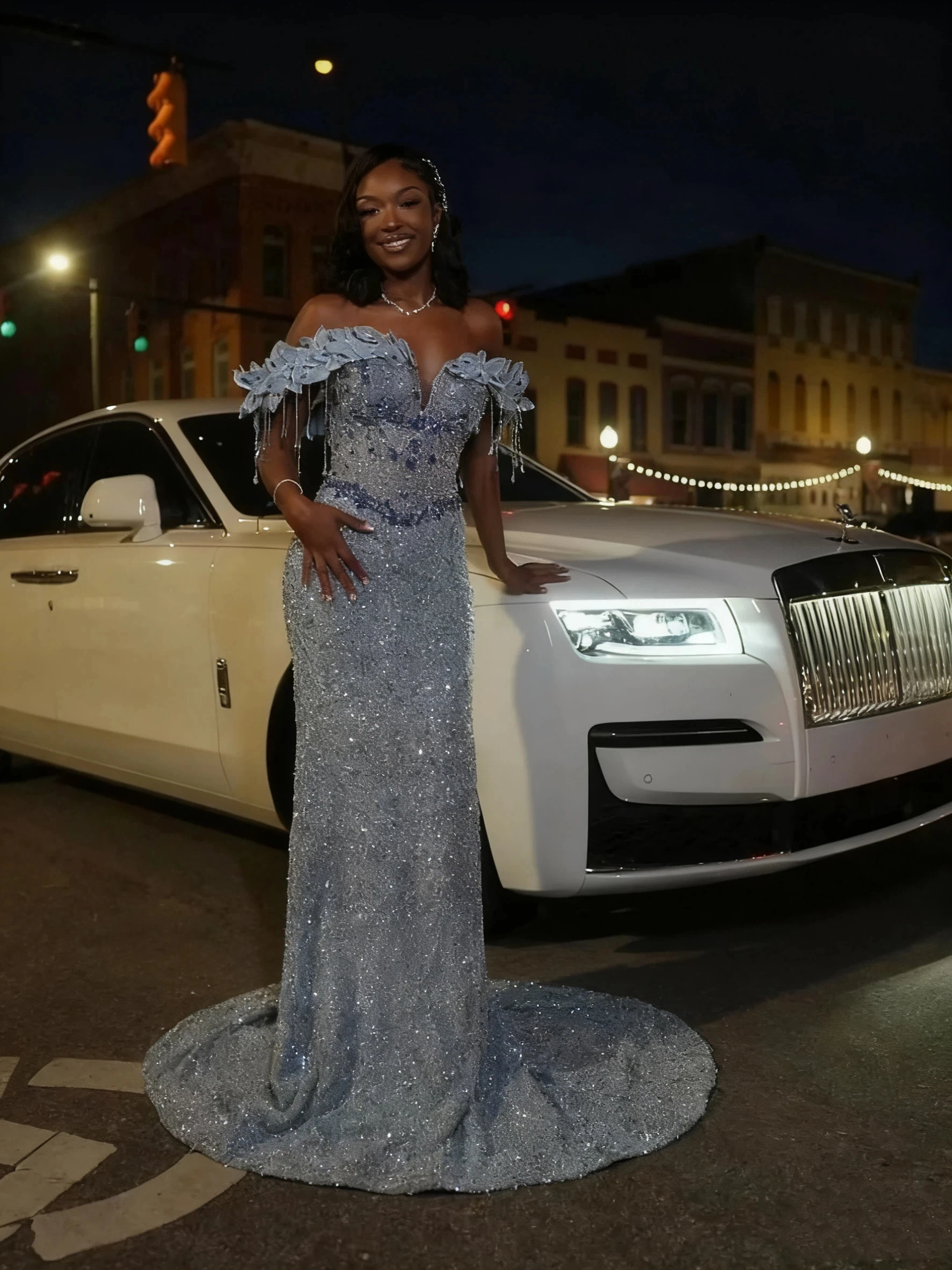 Lussuoso scintillante Aso Ebi sirena in pizzo con perline abito da sera sexy scollo a V con spalle scoperte abito per occasioni speciali personalizzato