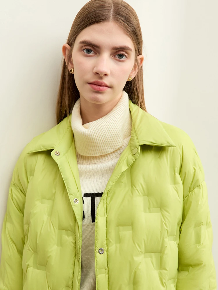 AMII Minimalist Shirt Type Women Down Puffer Coat 2026 New Light Warm Jacket Winter Outerwear Solid Padded Coat Female 12324058