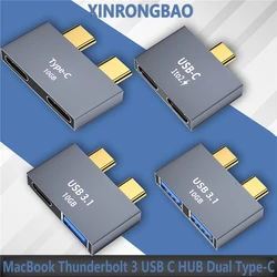 Type-C Transmission Expansion Dock Adapter for MacBook Thunderbolt 3 USB C HUB Dual Type-C alloy Adapter for Laptop PC Extender