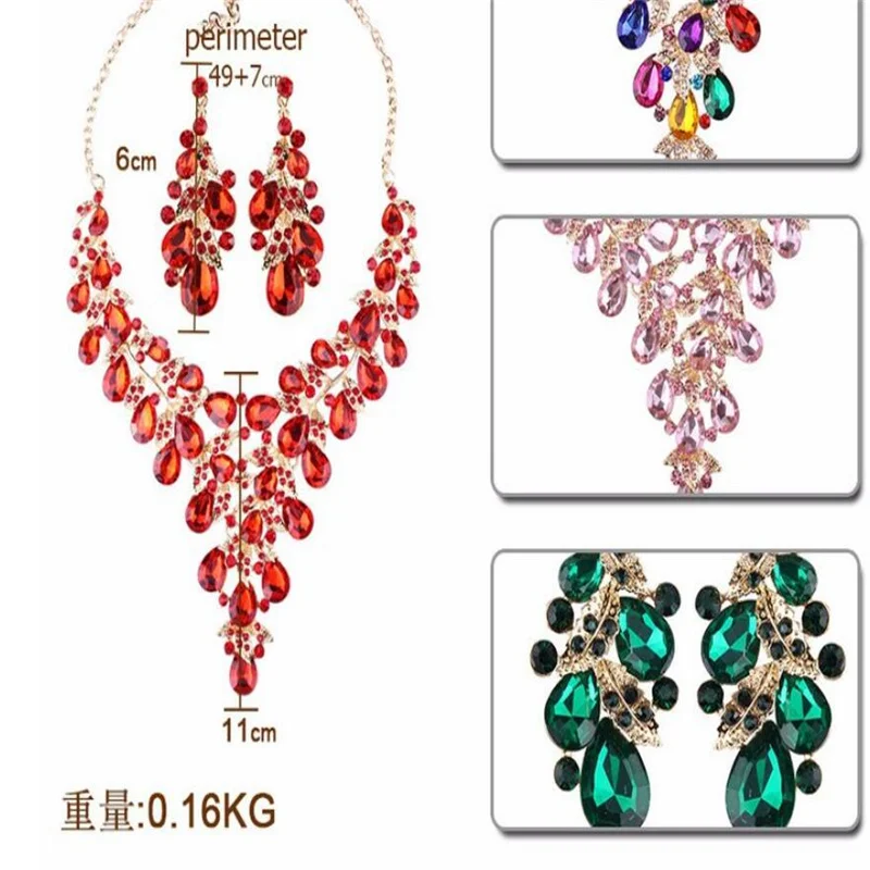 Jewellery Set Personalised Exaggerated Rhinestone Large Necklace Earrings Women\'s Dress Dinner Accessory