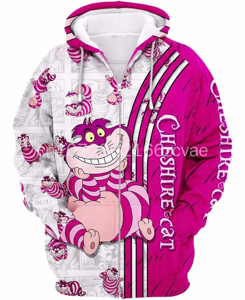 Disney Cheshire Cat Pink Cat Hoodie Disney Personalized Mouse Hoodie Casual Vintage Hoodie