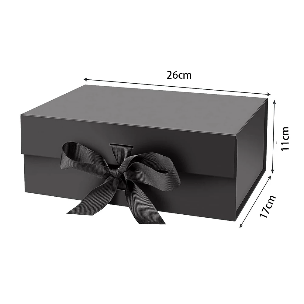 4 in1 Gift Box Set, Magnetic Foldable Box(26x17x11CM)+Bag(25x30x13.5CM)+20g Raffia Paper Shreds+ Greeting Cards(9x13CM)