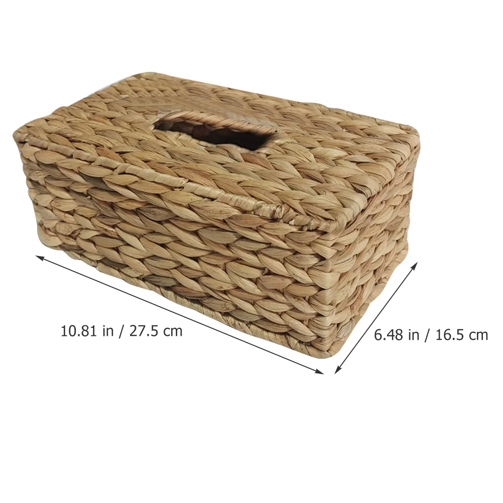 Tissue Hand Woven Holder Wicker Straw Woven Tissue Holder Paper Box Napkin Organizer for Table