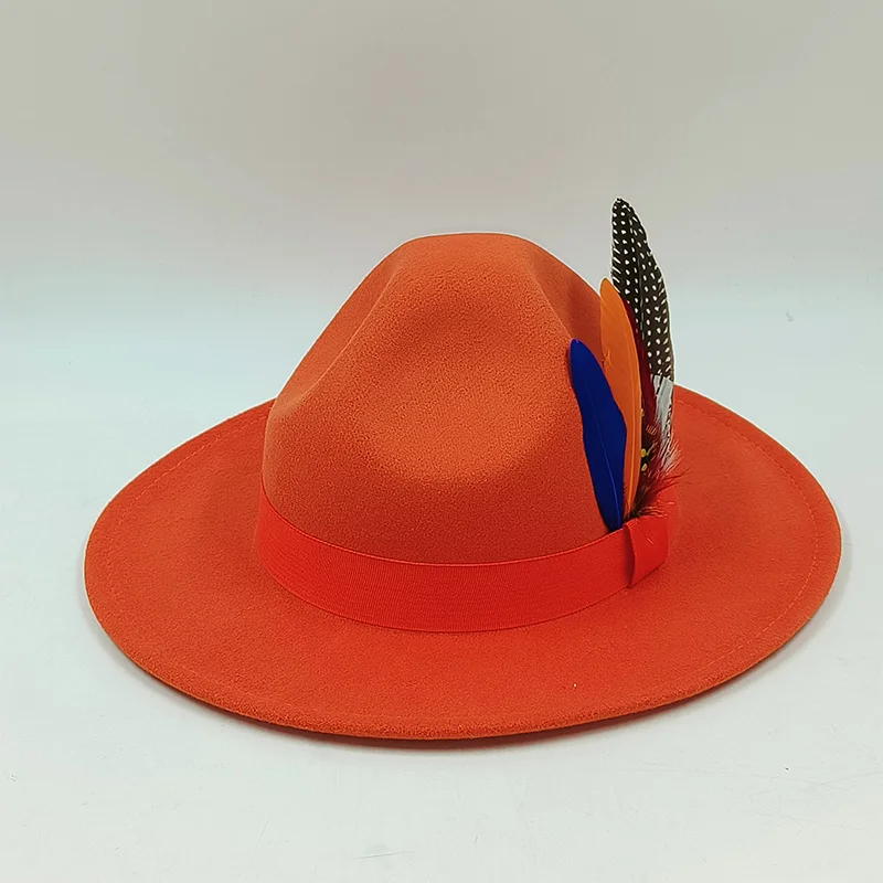 Feather Fedora Hat Men Ranger Hat Special Top Hat funny hat Sergeant hat Jazz hat Scout Hat Panama sombrero hombre