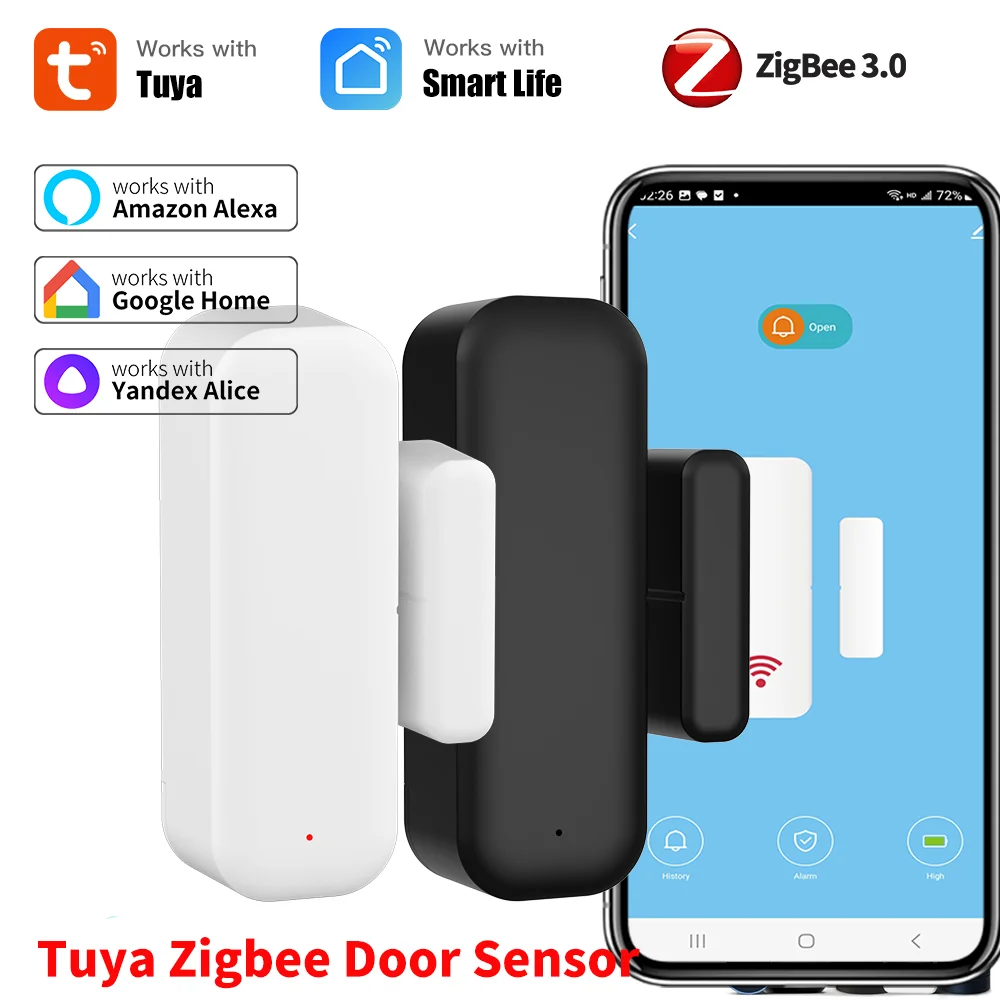 Tuya Zigbee 3.0 Window Sensor Contact Sensor Door Sensor For Smart Home Smart Life APP Remote Control Compatible with Alexa