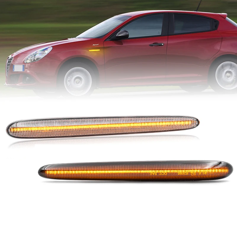 For Alfa Romeo Giulietta 940 2010-2021 Clear & Smoked Lens LED Side Marker Lamp Amber Front Side Fender Turn Signal Lights