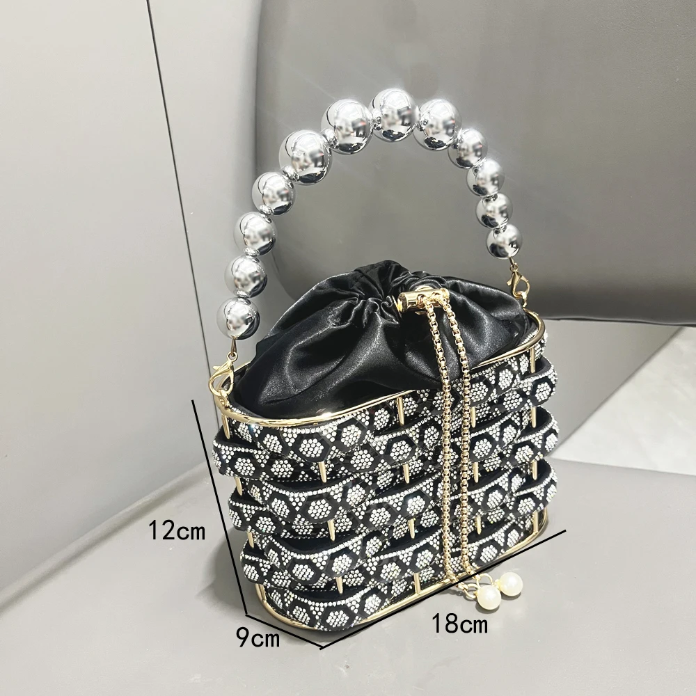 handmade Rhinestones Evening clutch Bag Purses and handbag luxury Designer shoulder bag Shiny Crystal Clutch purse bucket bag