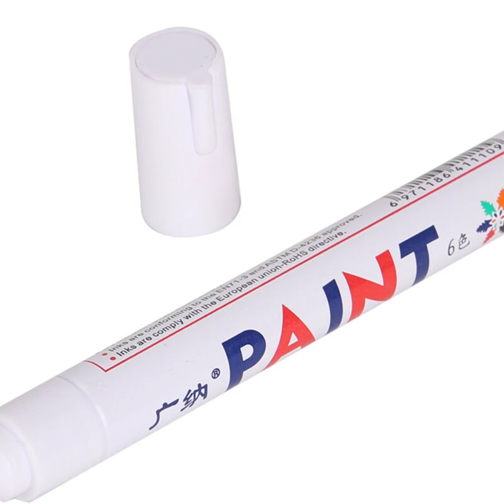 6PC White Paint Pen Marker Waterproof Car Tyre Tire Tread CD Metal Permanent Paint Marker Graffti Oily Marker Lettering