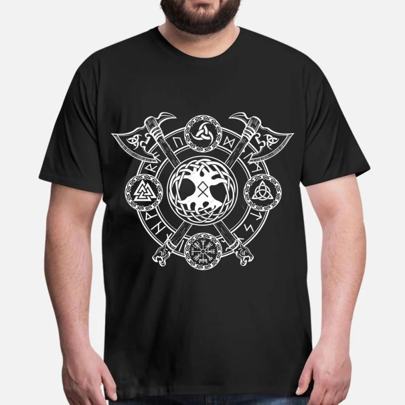 

0415 Celtic Tree of life Gift T-Shirt Viking Runes Norse Myths Graphic clothes 100% cotton printed Tee All size tops S-6XL
