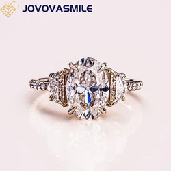 VOVGEMINI Moissanite Real 18k Yellow Gold Ring 11x7.5mm Antique Oval 585 6x3mm Half Moon Woman Jewelry For Romantic Wedding