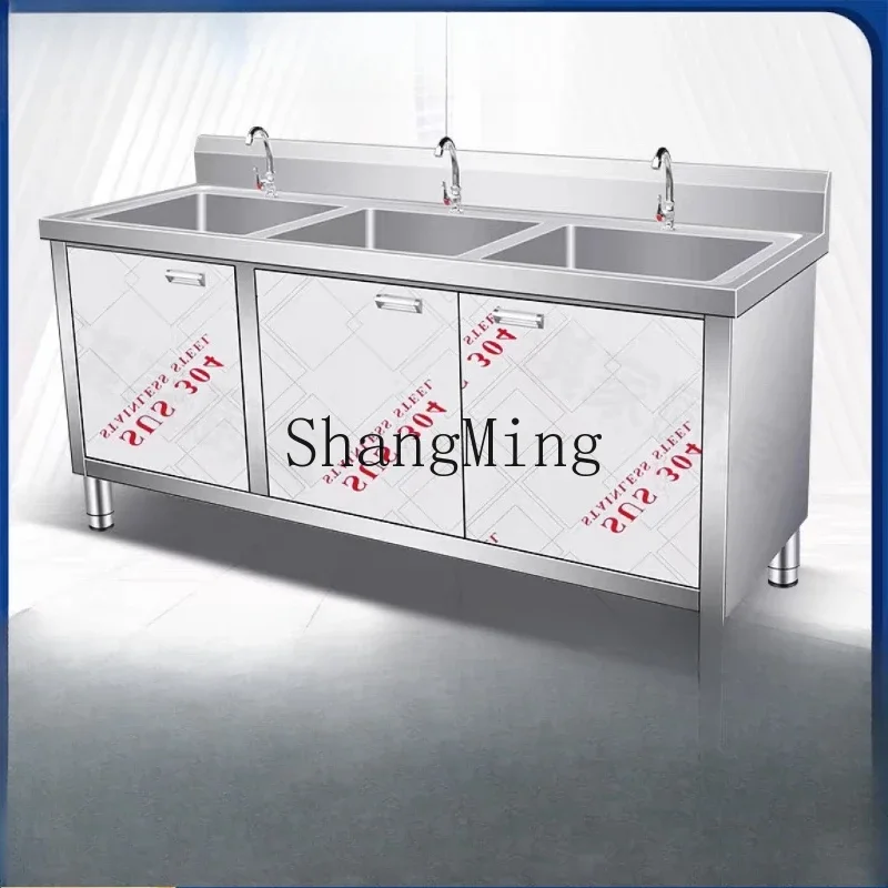 SM Commercial Sink Cabinet Integrated Storage Cabinet Single and Double Three-Platform Dishwashing Sink Dish Basin