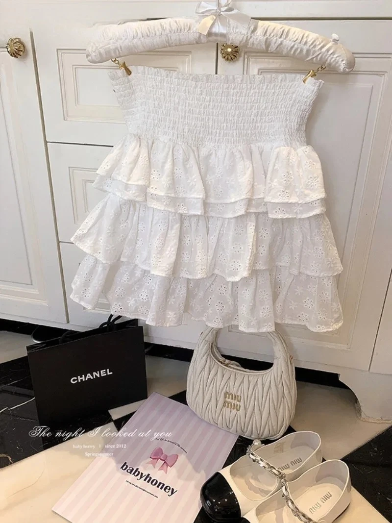 

Summer New Sweet Cute Girls Versatile High-Waisted A- Line Mini Skirts Japanese Original High-End Cake Retro Short Skirt