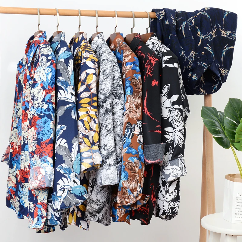 

2023 Autumn New Men's Flower Shirt Casual Loose Long-sleeved Hawaii Shirts Male Brand Clothes Plus Size 5XL 6XL 7XL 8XL 9XL 10XL