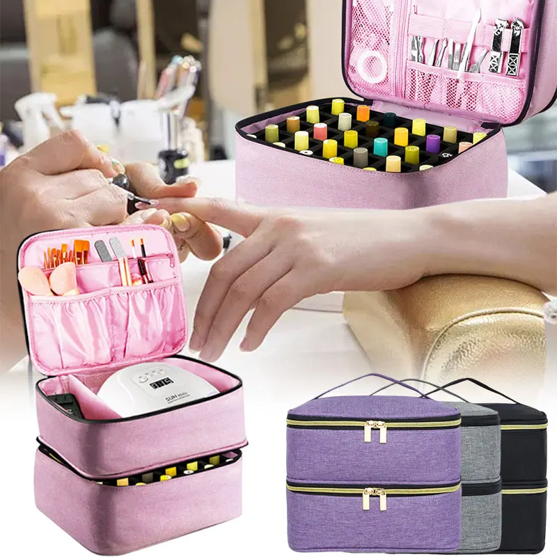 

Портативная сумка для хранения лака для ногтей, сумка для эфирного масла, ручная большая косметичка, коробка для хранения инструментов для ухода за ногтями, 30 отделений