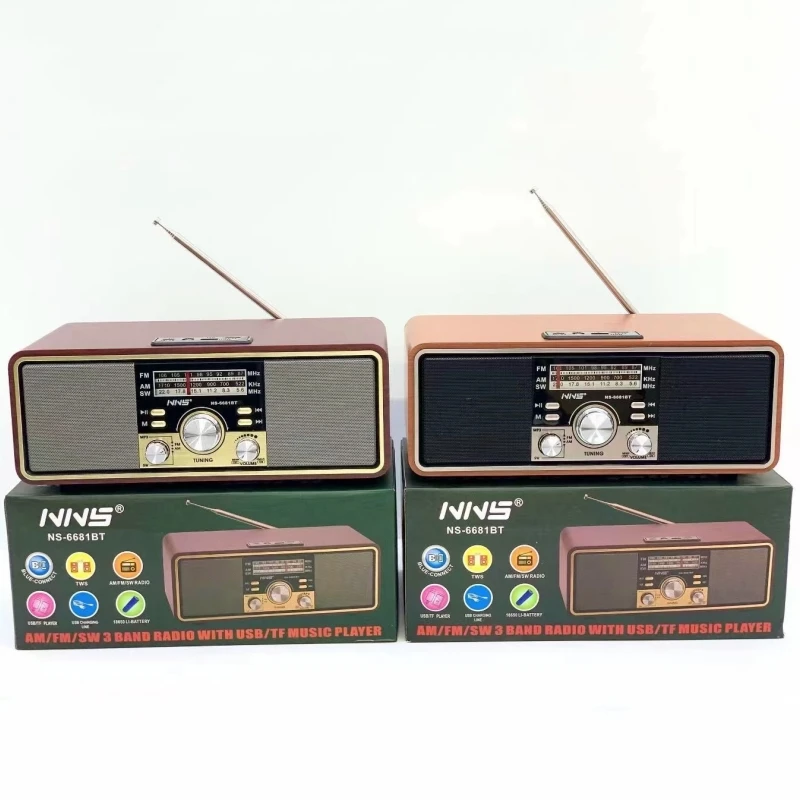 

Wooden Vintage Portable Radio AM/FM/SW 3-band Radio with USB/TF Port Home Radio Bluetooth Loud Speakers for Home and Outdoor